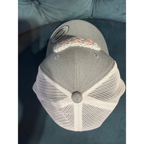 Granny Square Trucker Hat - Hand Crocheted Light Gray NEW